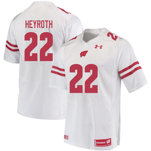 Men #22 Jacob Heyroth Wisconsin Badgers College Football Jerseys Sale-White